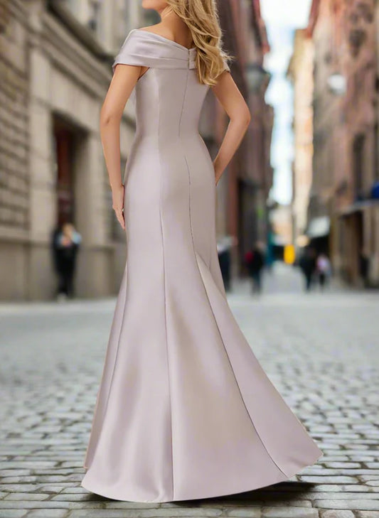 Off-The-Shoulder Satin Mermaid Mother of The Bride Dresses with Appliques