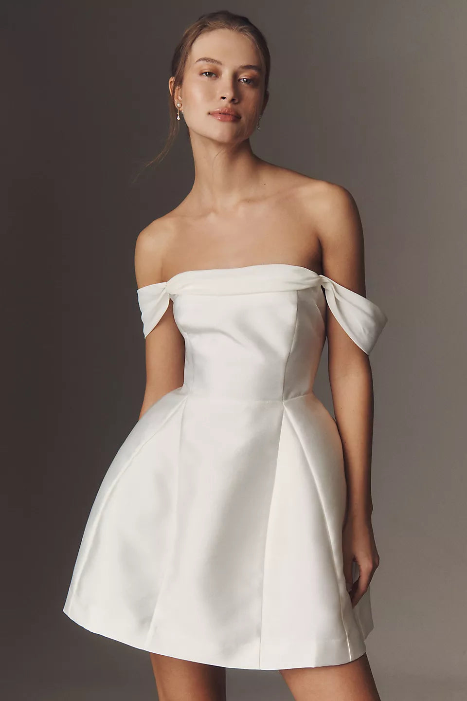 Off-the-Shoulder Structured Mini Evening Dresses with Back Bow