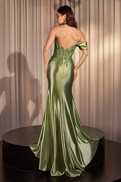 Off shoulder single-sided shoulder strap strapless mermaid side slit dress