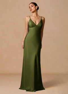 Olive Green Chiffon Cape Overlay Open Back Mermaid Maxi Evening Dresses