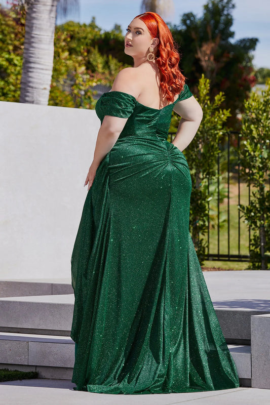 One shoulder V-neck A-line dress with side slit
