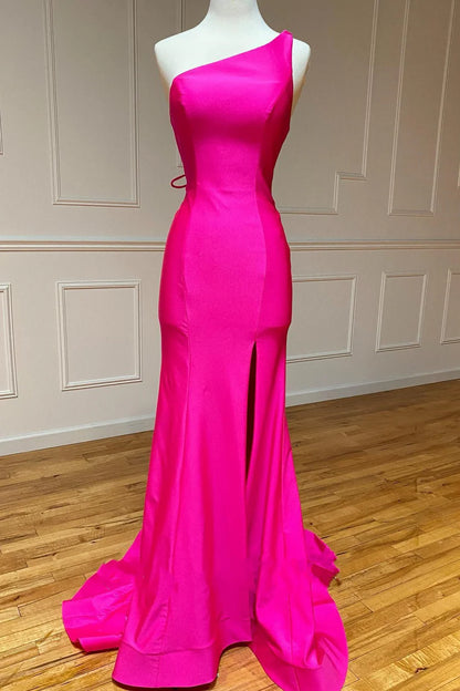 One shoulder backless mermaid long formal dress