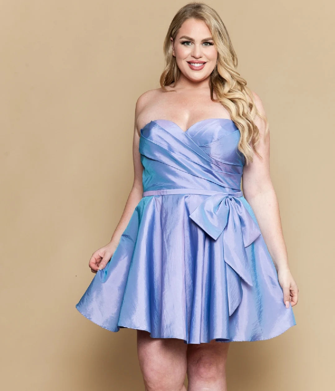 Periwinkle Strapless Plus Size Homecoming Dresses