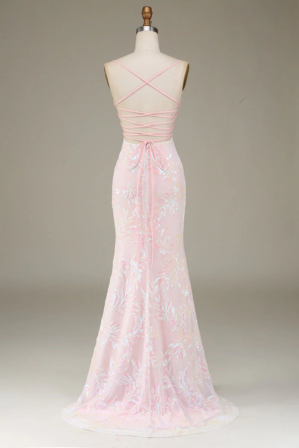 Pink Sequin Mermaid Evening Dresses