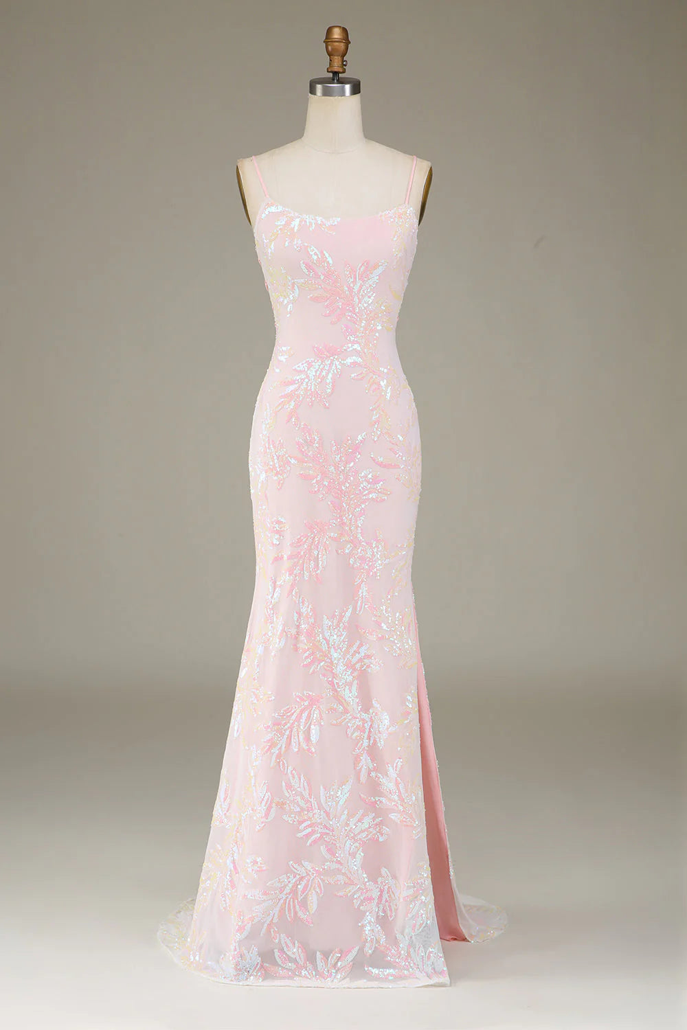 Pink Sequin Mermaid Evening Dresses