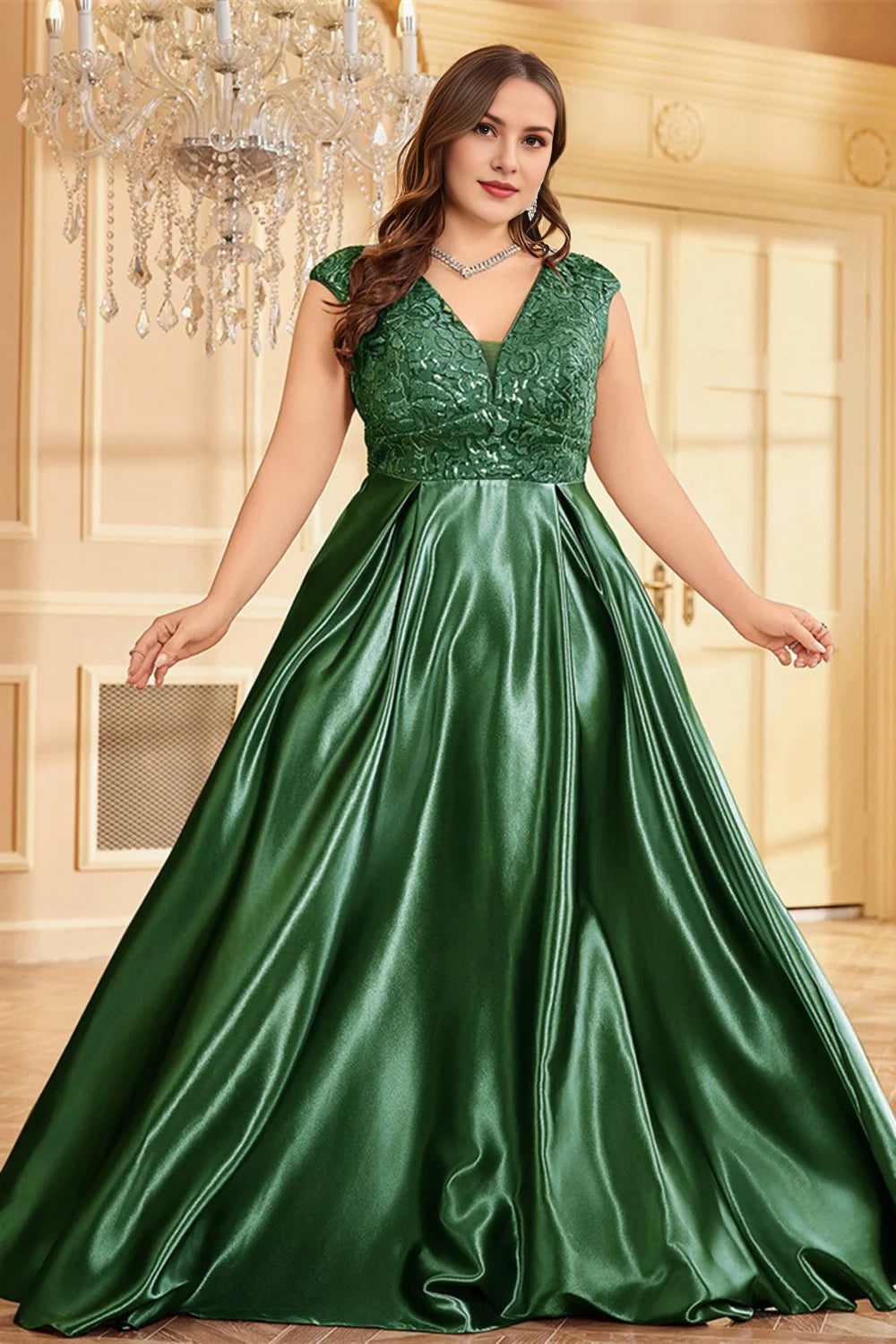 Plus Size Blush Pink Appliques Satin A Line Long Mother Of The Bride Dress
