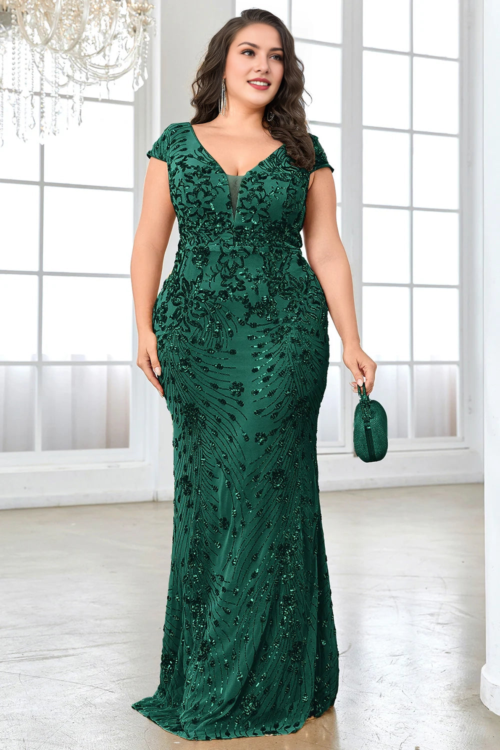 Plus Size Burgundy Cap Sleeves Sheath Long Mother Of The Bride Dress With Appliques