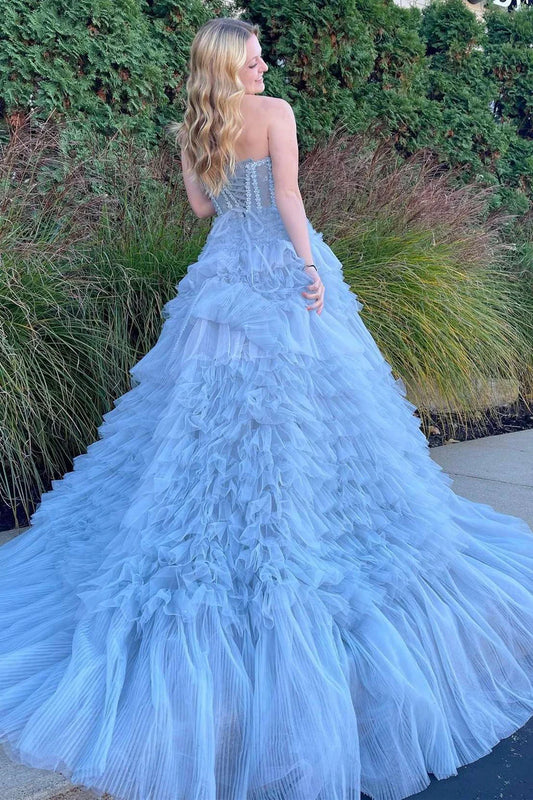 Princess sleeveless strapless layered ball gown