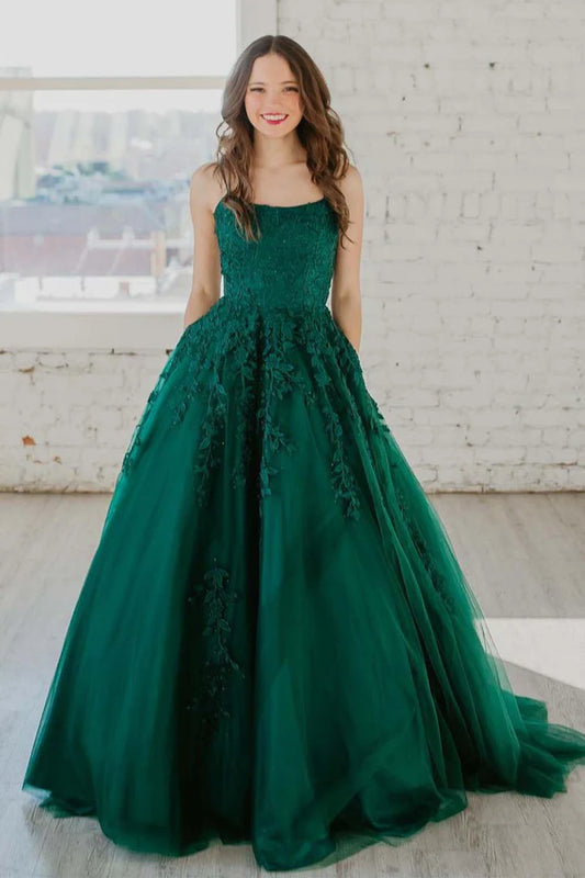Deep green suspender square collar decal dance dress