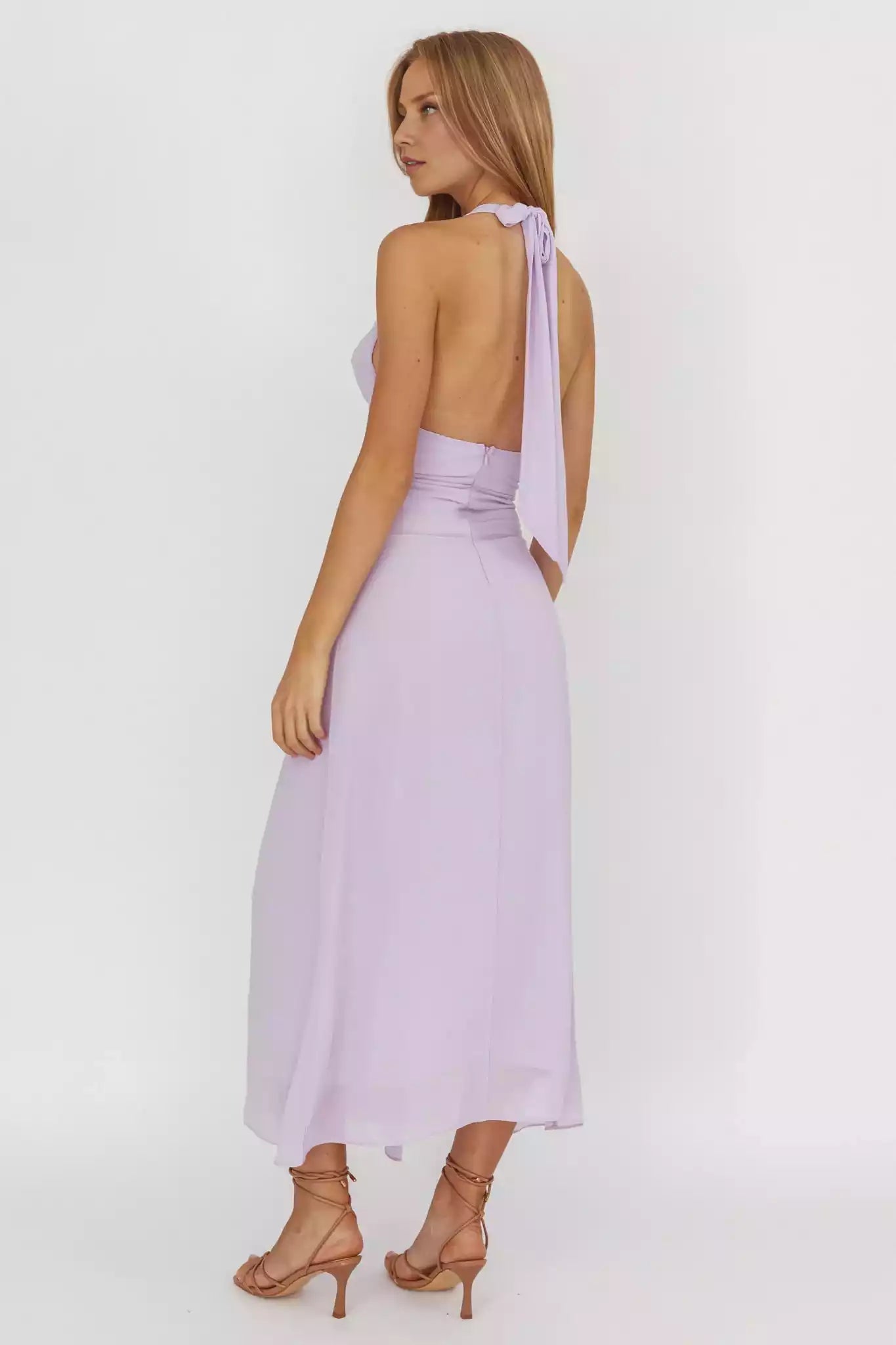 Prom Dresses with eye-catching backless lining, waist strap, zipper at the back