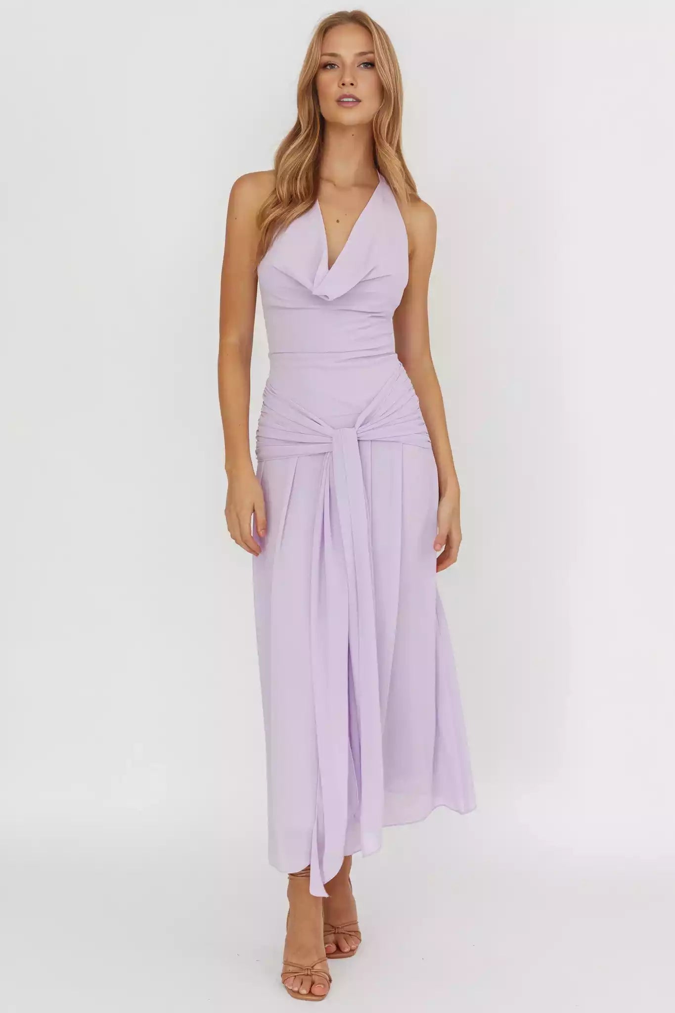 Prom Dresses with eye-catching backless lining, waist strap, zipper at the back