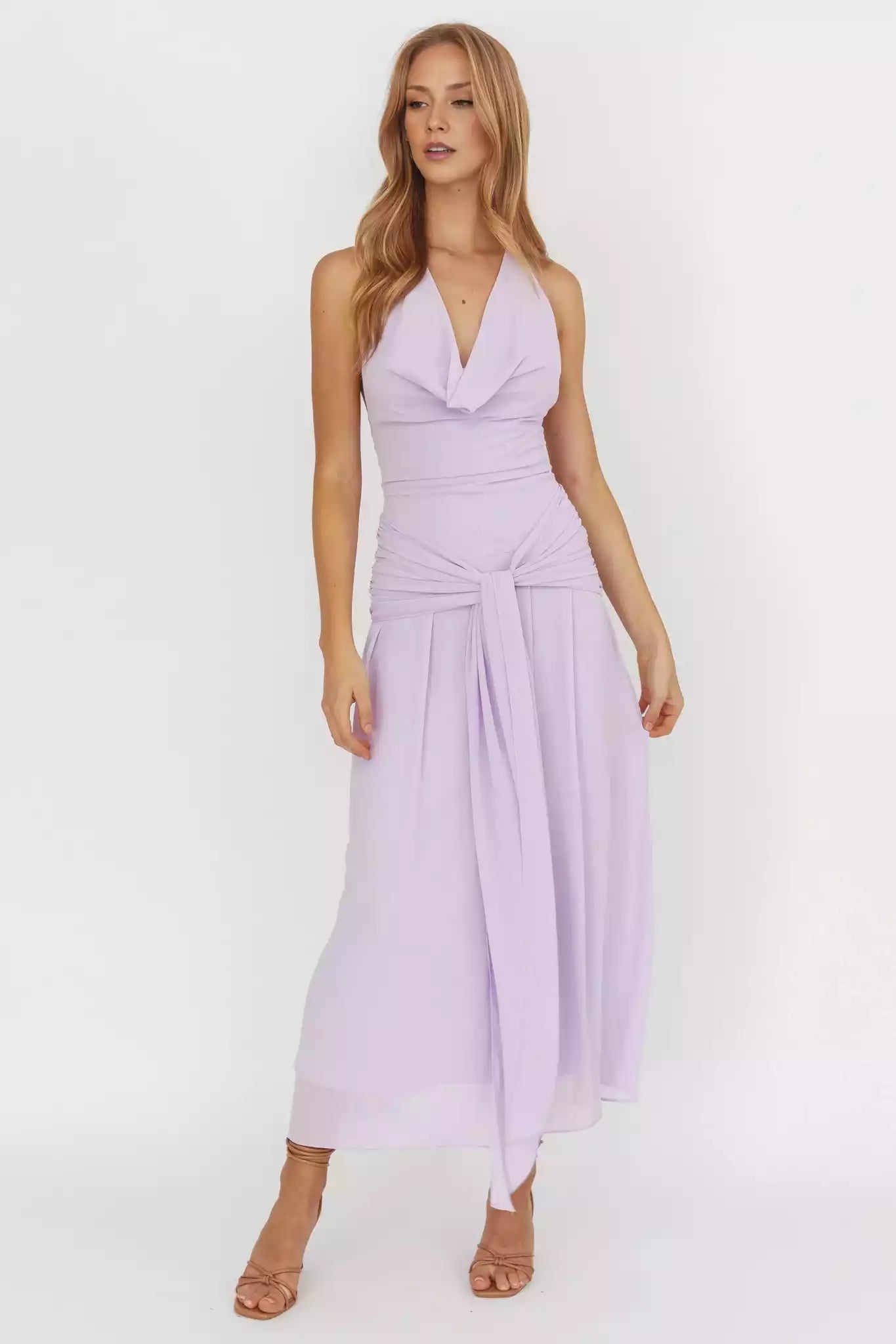 Prom Dresses with eye-catching backless lining, waist strap, zipper at the back