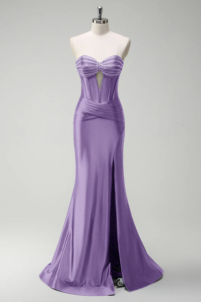 Mermaid tight corset hollow ball dress with beads