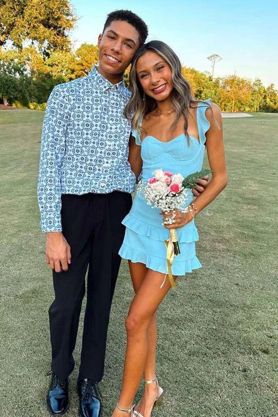 Red Straps Sweetheart Sleeveless Bodycon Ruffles Satin Short Homecoming Dress