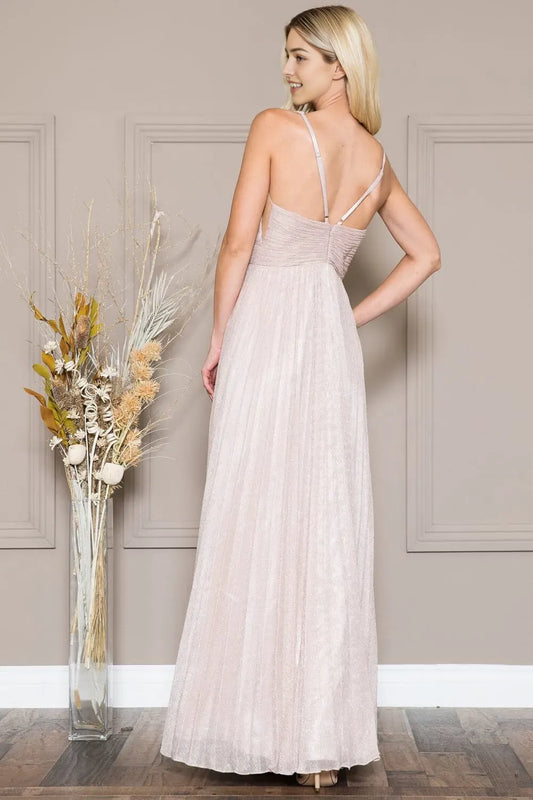 Romantic A-line glitter V Neck sleeveless Backless zipper Floor length prom dress for sale