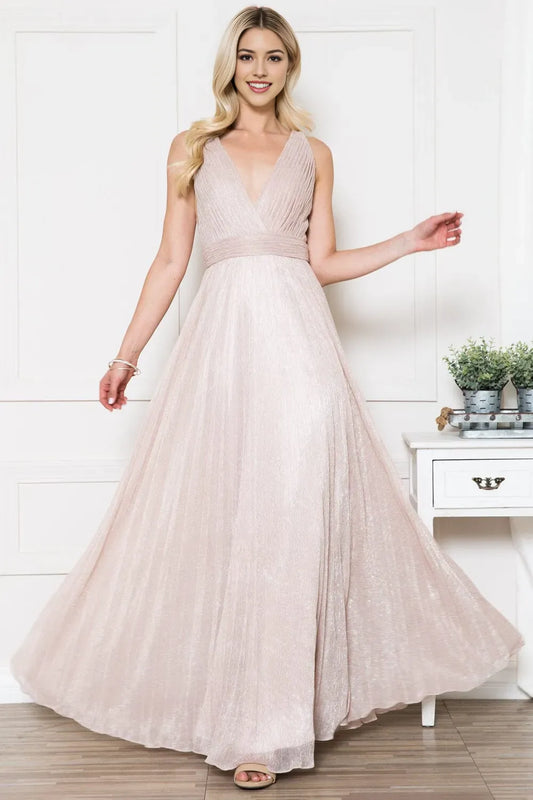 Romantic A-line glitter V Neck sleeveless Backless zipper Floor length prom dress for sale