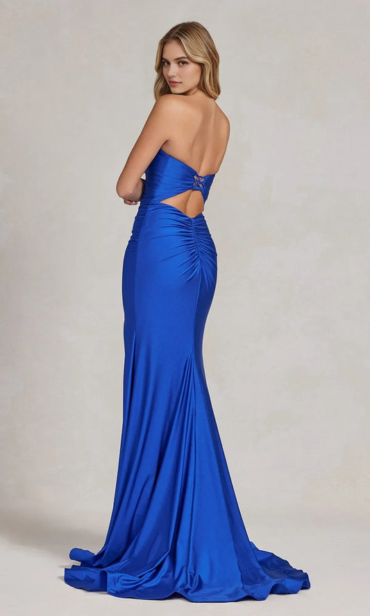Romantic Fuchsia fitted Sweetheart Strapless Lace Up Sweep/Brush Train side leg slit prom dress hot sale
