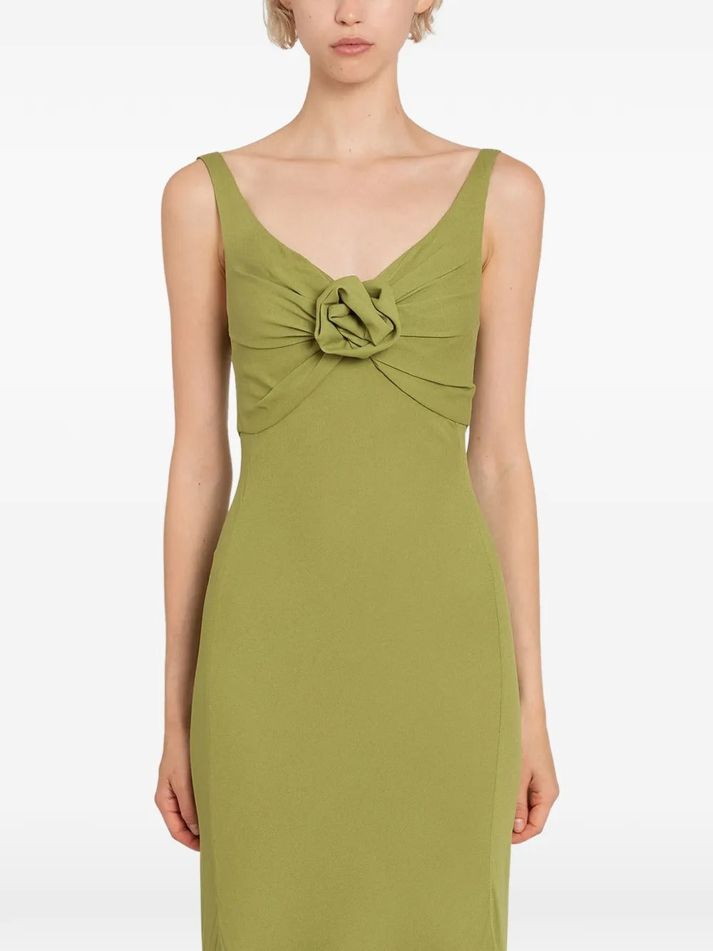 Romantic Olive Green Twist-Front Mermaid Evening Dress