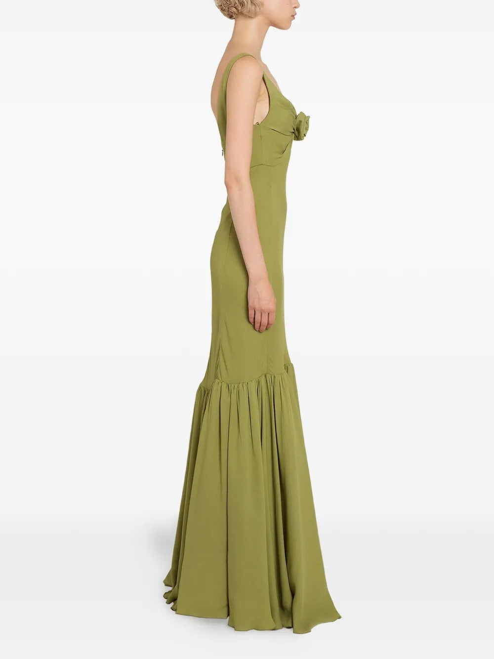 Romantic Olive Green Twist-Front Mermaid Evening Dress