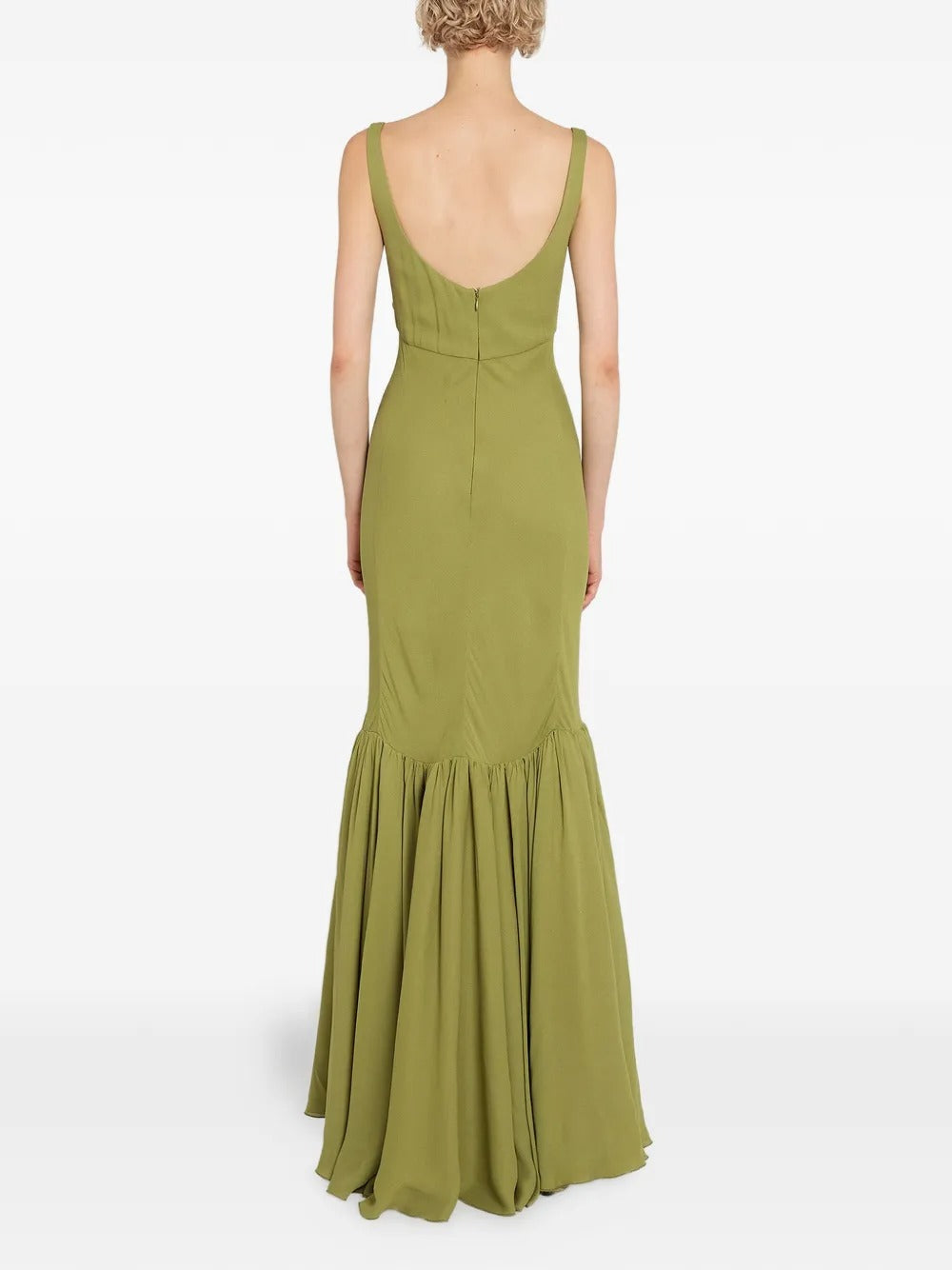 Romantic Olive Green Twist-Front Mermaid Evening Dress