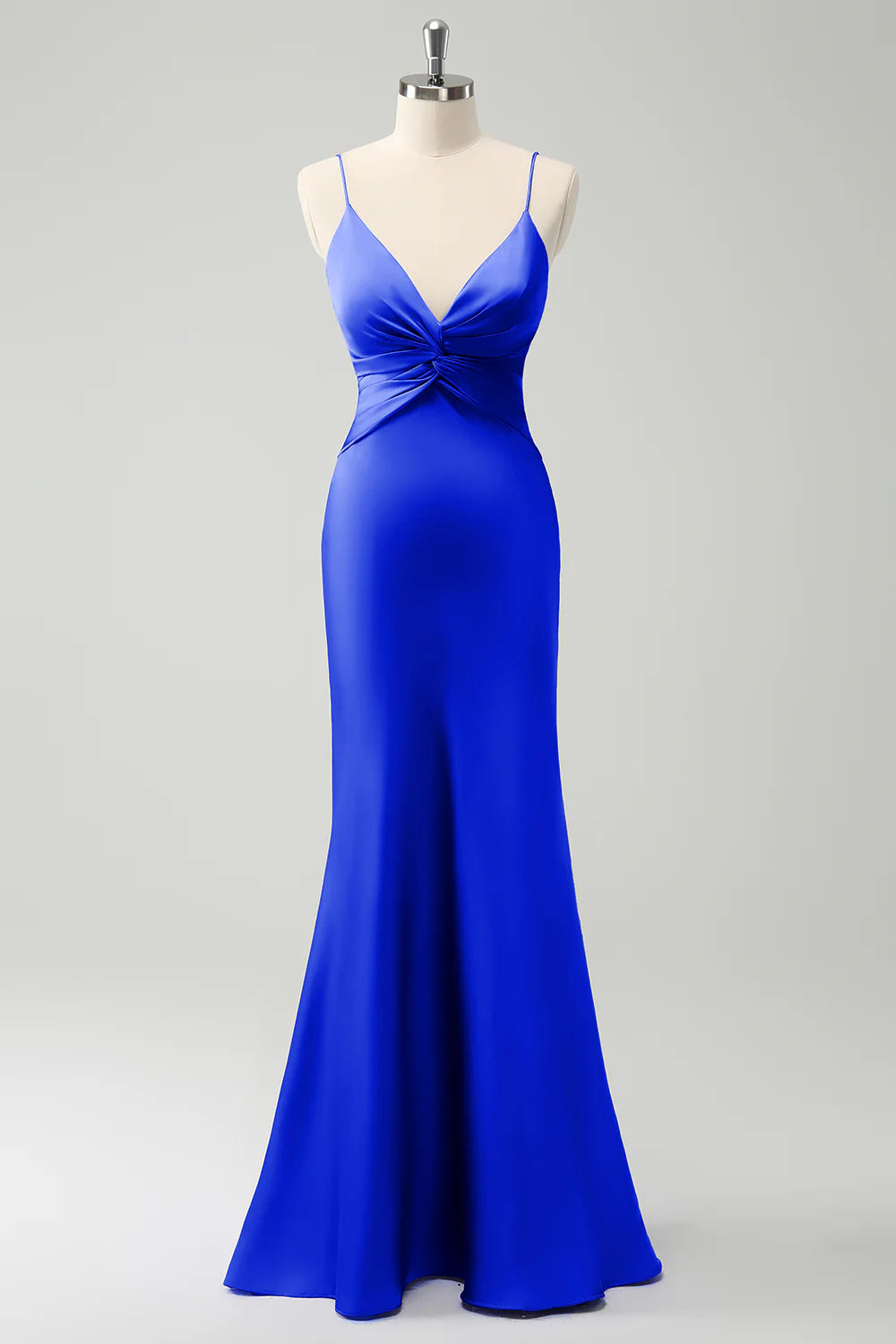 Mermaid front cross pleated long bridesmaid dress