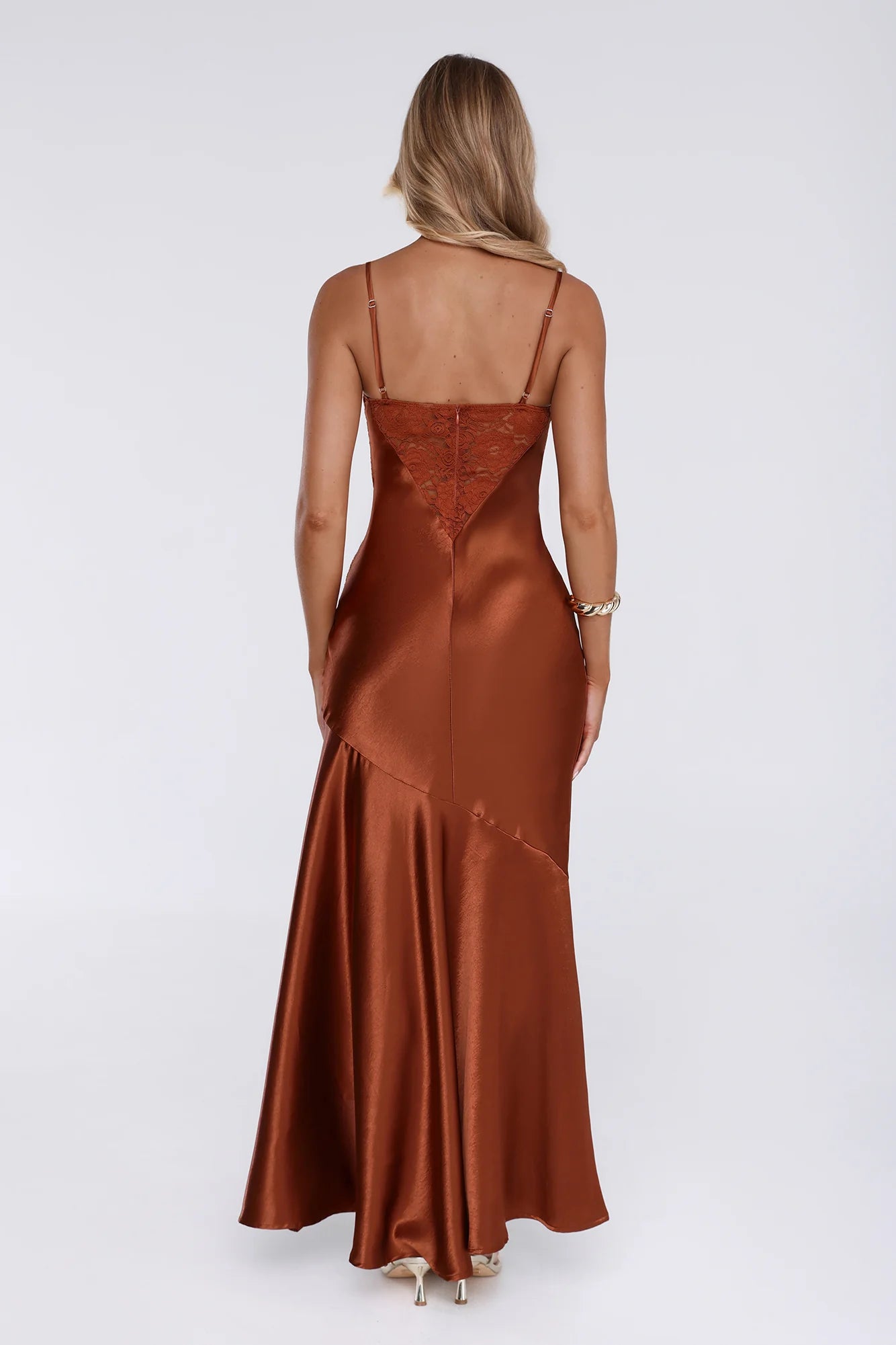 Rust Lace Corset Mermaid Satin Evening Dresses