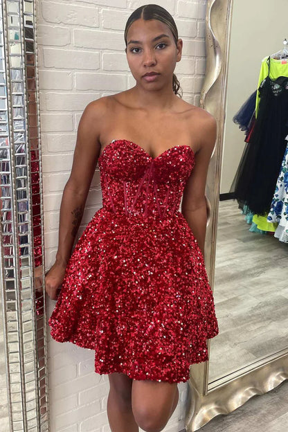 Sequin Sweetheart A-Line Short Homecoming Dress