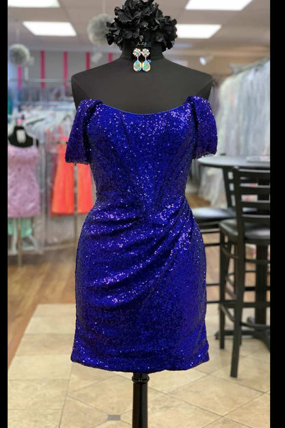 Sequined off shoulder short back to school dress