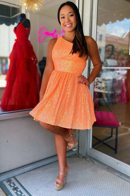 Sequins One-Shoulder A-Line Short Homecoming Dress