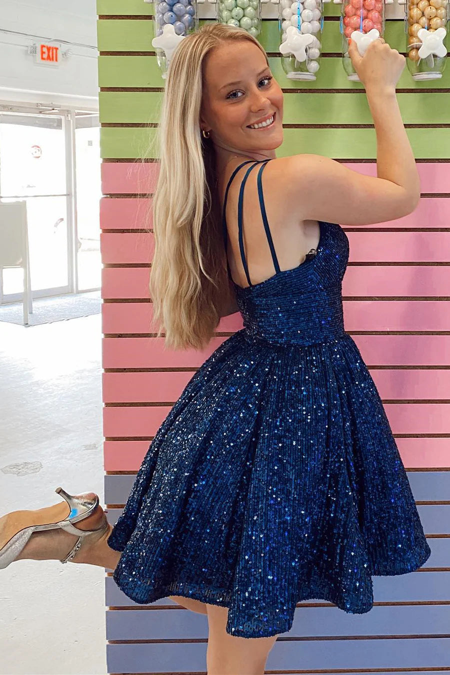 Sequins One-Shoulder A-Line Short Homecoming Dress