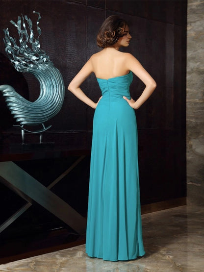 Sheath Chiffon Sweetheart Sleeveless Floor-Length With Beading Mother of the Bride Dresses