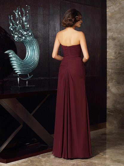 Sheath Chiffon Sweetheart Sleeveless Floor-Length With Beading Mother of the Bride Dresses