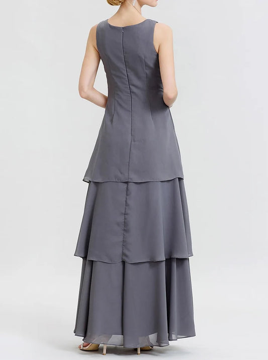 Simple Straps Layered Long Mother of The Bride Dresses