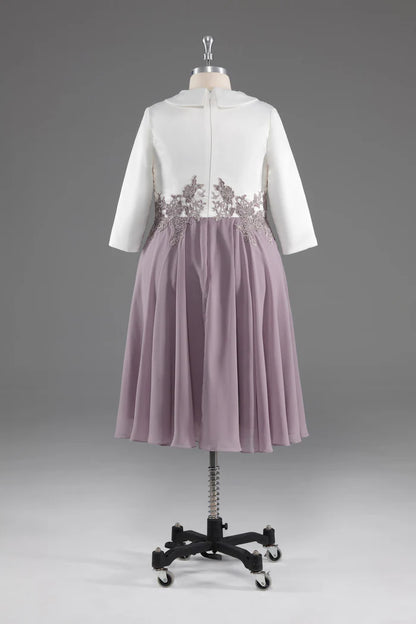 Simple V -Neck Half Sleeves Chiffon Mother of The Bride Dress