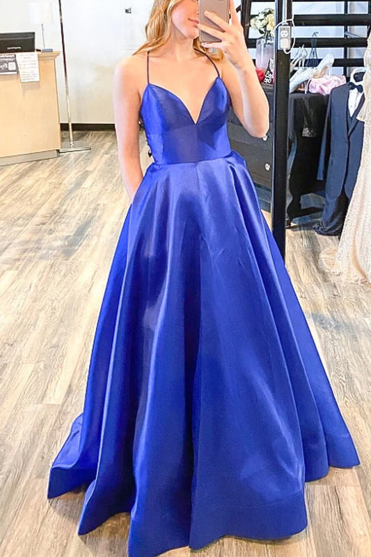 Simple Classic Empire-Waist Sleeveless A-Line Long Prom Formal Dress