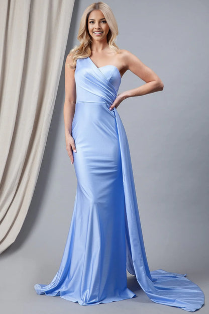 Single shoulder asymmetric mermaid and floor length skirt