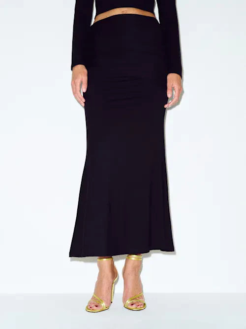 Sjzca Black Two-Piece Long Sleeve Crop Top & Mermaid Maxi Prom Dress