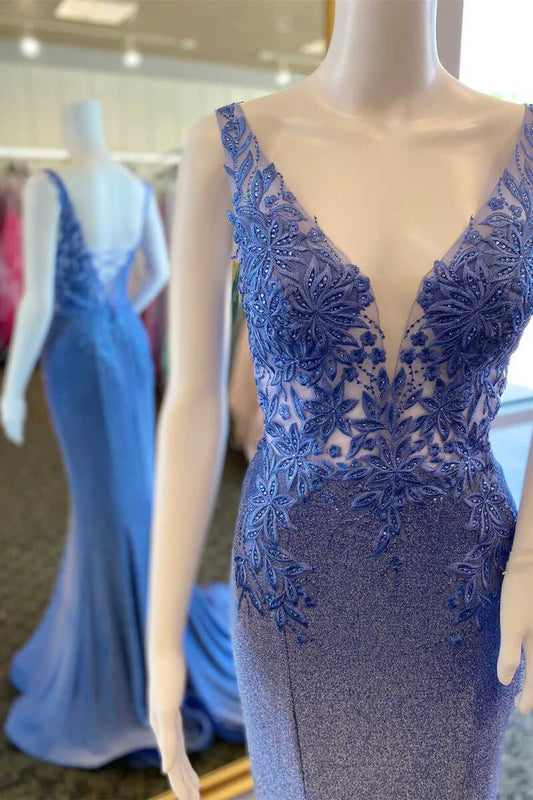 Sleeveless elegant V-neck mermaid long dress