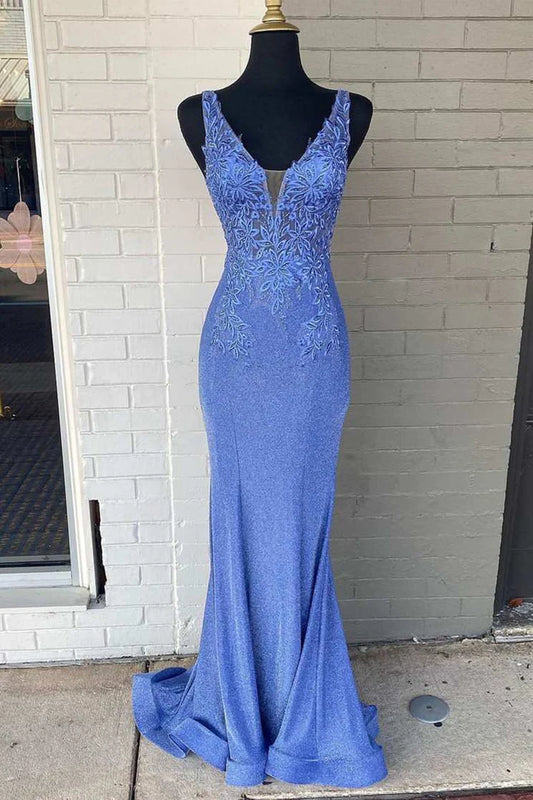 Sleeveless elegant V-neck mermaid long dress