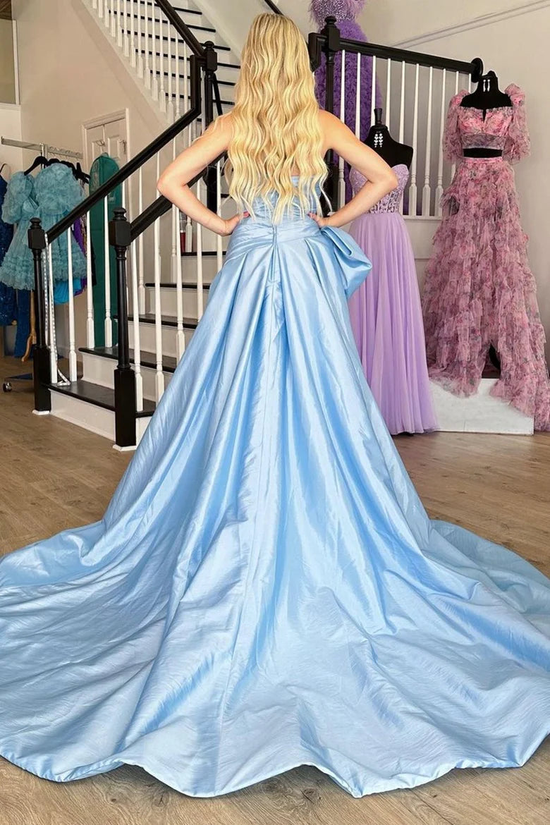 Sleeveless strapless A-line bow ball gown