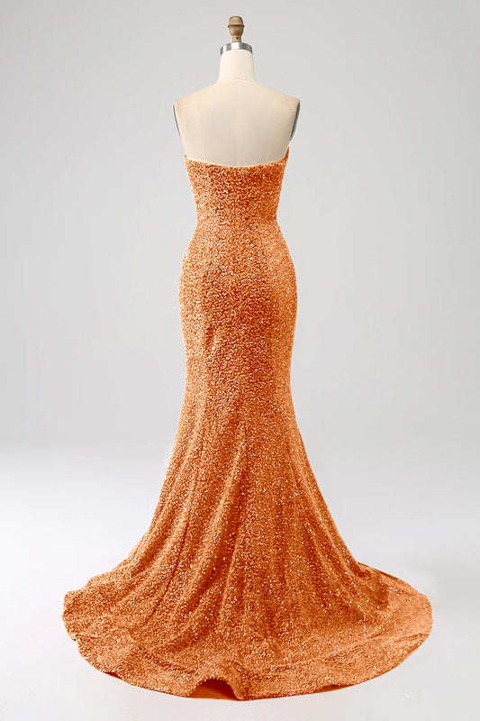 Sleeveless strapless mermaid dance dress with sequins