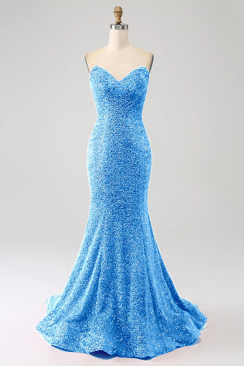Sleeveless strapless mermaid dance dress with sequins