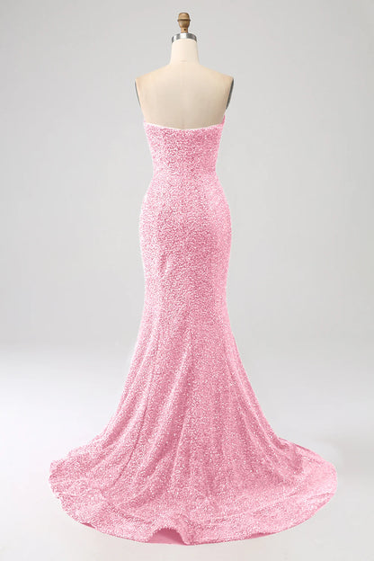 Sleeveless strapless mermaid dance dress with sequins