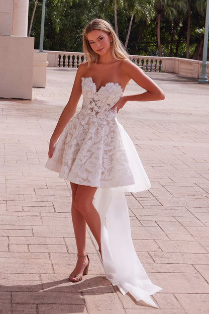 Sleeveless strapless tight corset dress with large bow