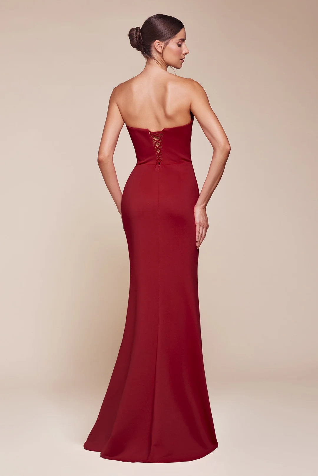 Sleeveless strapless tight fishbone corset side slit dress