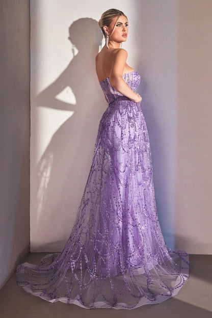 Sleeveless tight corset mermaid dress with sheer