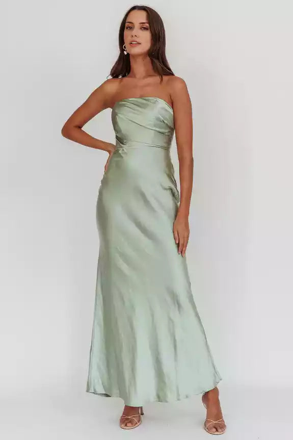 Soft strapless, extra long bust, unlined, invisible back zipper Bridesmaid Dresses