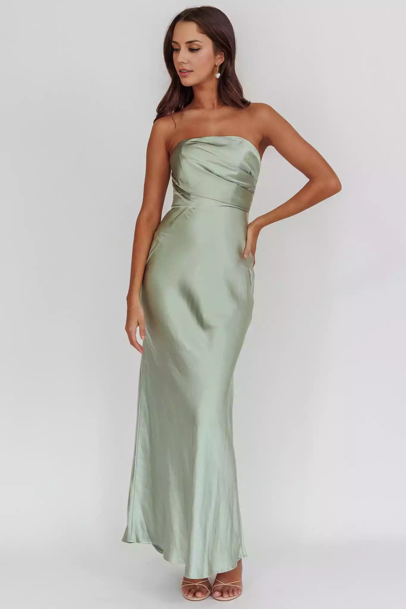 Soft strapless, extra long bust, unlined, invisible back zipper Bridesmaid Dresses