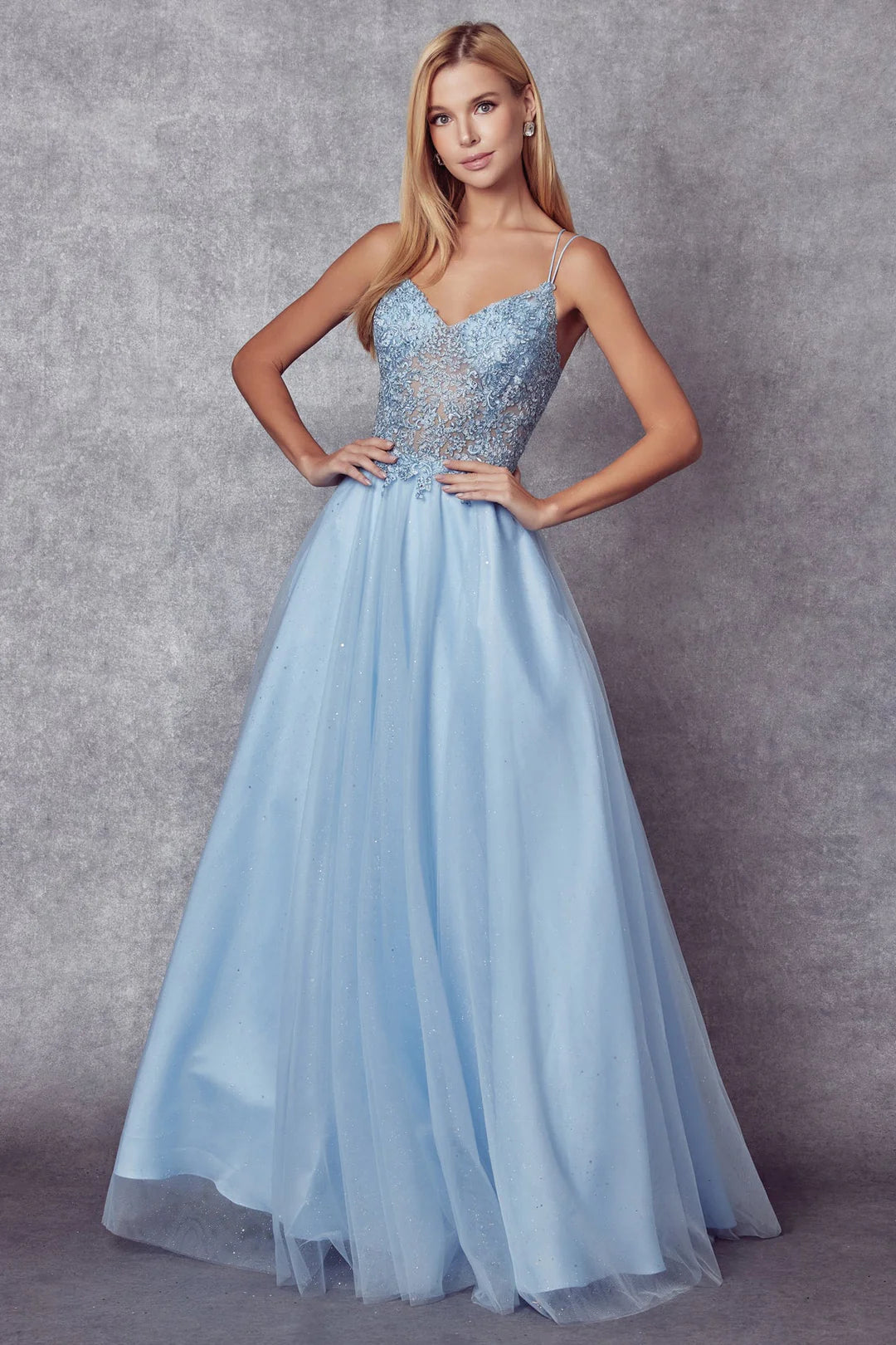 Sparkling A-line V-neck slim strap strapless backless dress