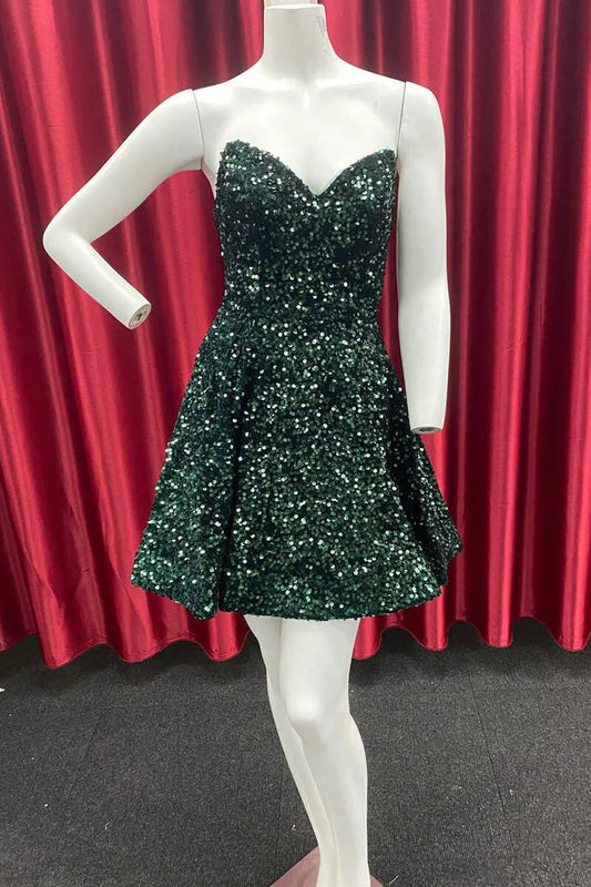 Sparkling Sweetheart A-line Short Back to School Dress
